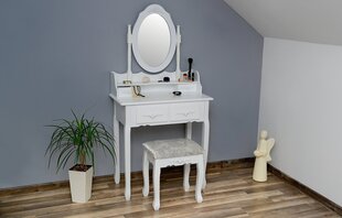 Туалетный столик с пуфом Funfit, белый цена и информация | Туалетные столики | pigu.lt