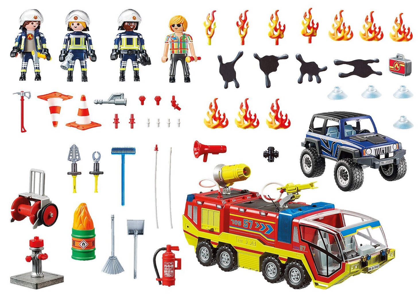 70557 PLAYMOBIL® City Action, Gaisrinės sunkvežimis su degančiu džipu kaina ir informacija | Konstruktoriai ir kaladėlės | pigu.lt