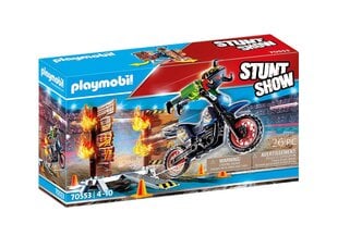 70553 PLAYMOBIL® Stuntshow Show Motocross with Fiery Wall цена и информация | Конструкторы и кубики | pigu.lt
