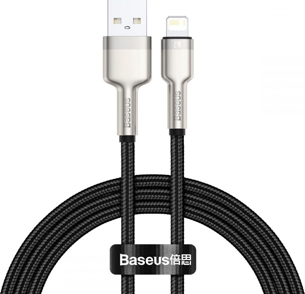 Kabelis Baseus Cafule Series USB Į IP 2.4A 1m, juodas kaina ir informacija | Laidai telefonams | pigu.lt