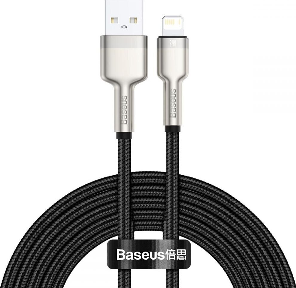 Baseus Cafule Series Kabelis USB Į IP 2.4A 2m Juodas CALJK-B01 цена и информация | Laidai telefonams | pigu.lt