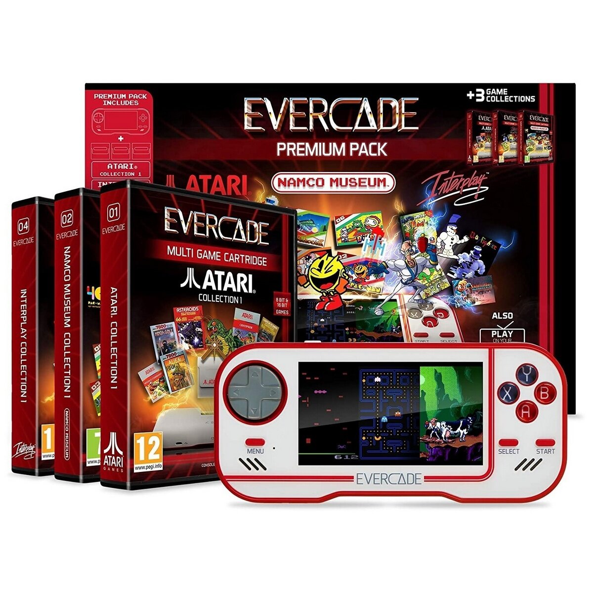 Evercade Retro Games Console Premium Pack incl. 3 Games Collections
