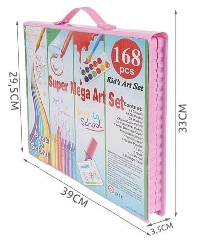 Mega piešimo ir kūrybos rinkinys su lagaminu, 168 vnt kaina ir informacija | Piešimo, tapybos, lipdymo reikmenys | pigu.lt