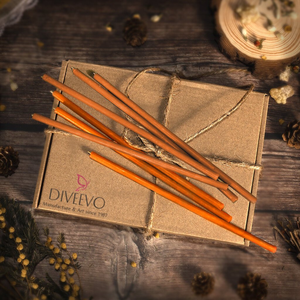 Bažnytinės žvakės „Oranžinės“, Diveevo №140, 16cm, 25vnt. kaina ir informacija | Bažnytinės žvakės, žvakidės | pigu.lt