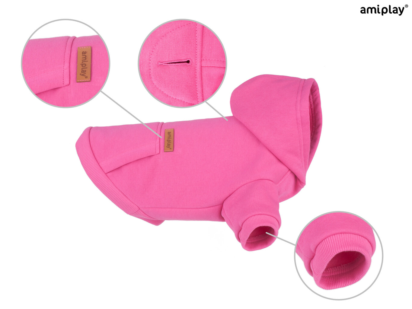 Amiplay džemperis su gobtuvu Texas, XS, rožinis kaina ir informacija | Drabužiai šunims | pigu.lt