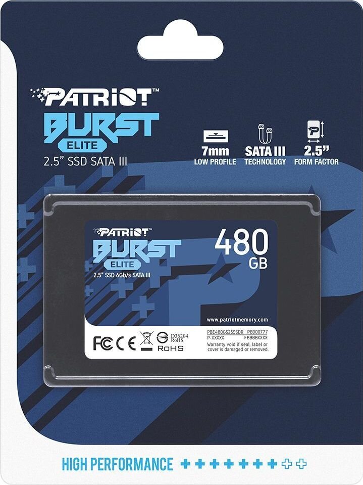 Patriot PBE480GS25SSDR kaina ir informacija | Vidiniai kietieji diskai (HDD, SSD, Hybrid) | pigu.lt