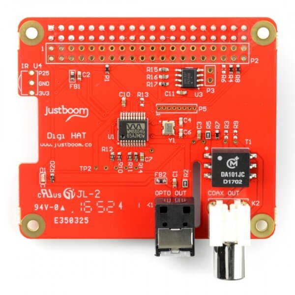 JustBoom Digi Hat garso plokštė Raspberry Pi 4/3/2/B+ цена и информация | Atviro kodo elektronika | pigu.lt