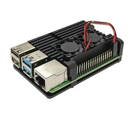 Алюминиевый радиатор Raspberry Pi 4B - коробка черного цвета с двумя вентиляторами цена и информация | Динозавр Silverlit Mega Dino Biopod | pigu.lt