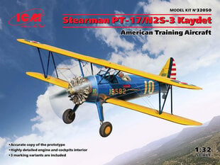 Klijuojamas Modelis ICM 32050 Stearman PT-17/N2S-3 Kaydet 1/32 kaina ir informacija | Klijuojami modeliai | pigu.lt