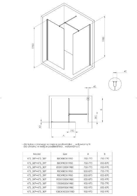 Deante dušo kabina Kerria Plus black mat 80x80,90,100 cm kaina ir informacija | Dušo kabinos | pigu.lt