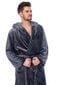 Vyriškas chalatas su kapišonu, pilkas цена и информация | Vyriški chalatai, pižamos | pigu.lt