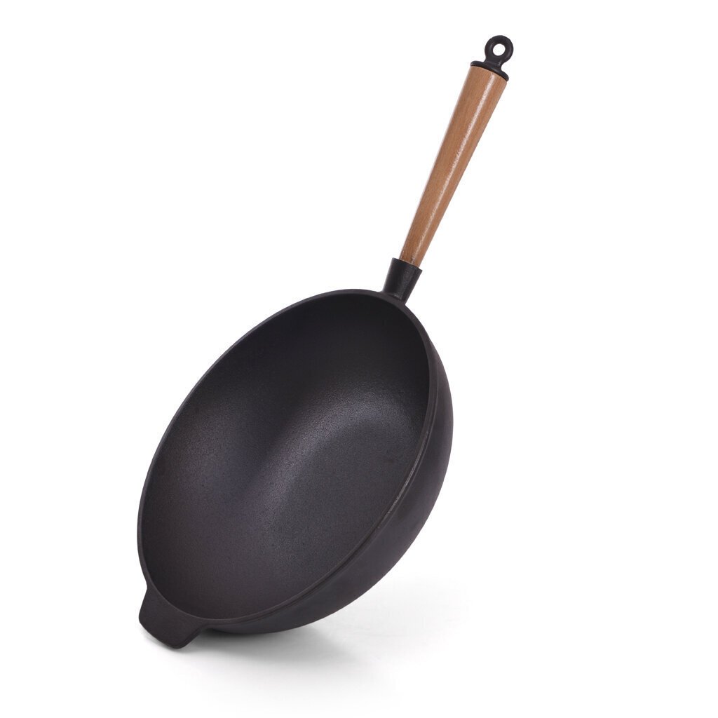 Fissman ketaus wok keptuvė su stikliniu dangčiu, 30 x 8.5 cm цена и информация | Keptuvės | pigu.lt