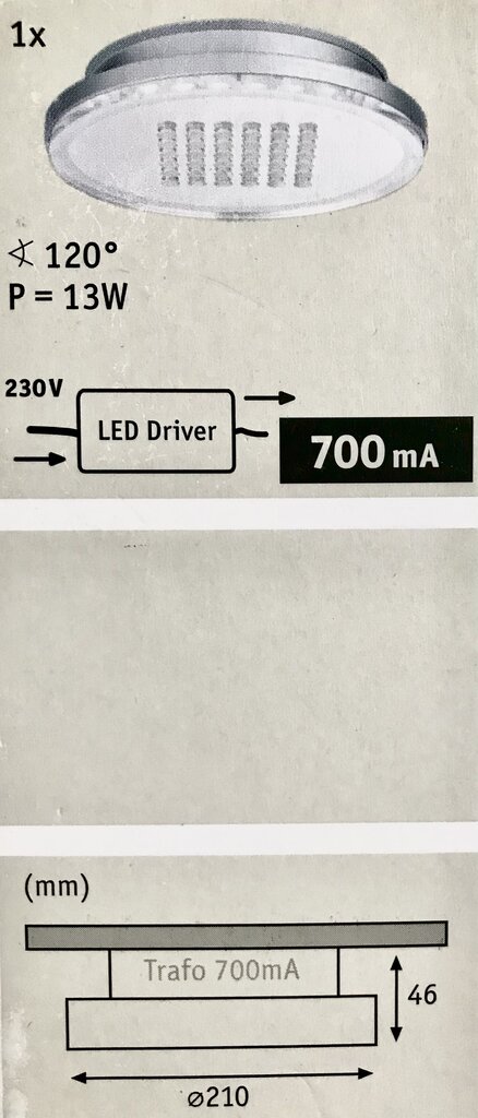 LED apvalus įleidž. šviestuvas Paulmann 10W Ø210mm pritemdomas цена и информация | Įmontuojami šviestuvai, LED panelės | pigu.lt