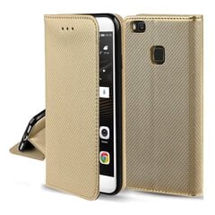 Telefono dėklas Hallo Smart Magnet Book Case, skirtas Samsung Galaxy A12, auksinis kaina ir informacija | Telefono dėklai | pigu.lt