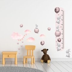 Interjero lipdukas Ūgio matuoklė Kiškiai ir rožiniai balionai kaina ir informacija | Interjero lipdukai | pigu.lt