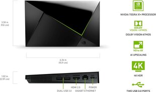 Мультимедийный проигрыватель NVidia Shield Android TV Pro, 4K, HDR, Dolby Vision, 3 ГБ + 16 ГБ, игровая приставка BT v5.0 цена и информация | Мультимедиа-плееры | pigu.lt