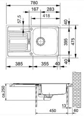 Стальная кухонная мойка Franke Euroform EFX 614-78 цена и информация | Раковины на кухню | pigu.lt