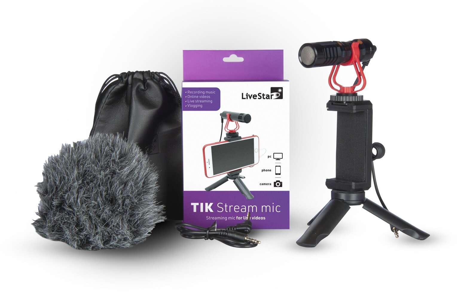 LiveStar TIK Stream mikrofonas su stoveliu цена и информация | Mikrofonai | pigu.lt