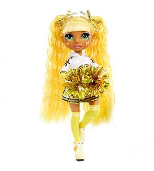 Lėlė - palaikymo komandos šokėja MGA Rainbow High, 29 cm, geltona kaina ir informacija | Žaislai mergaitėms | pigu.lt