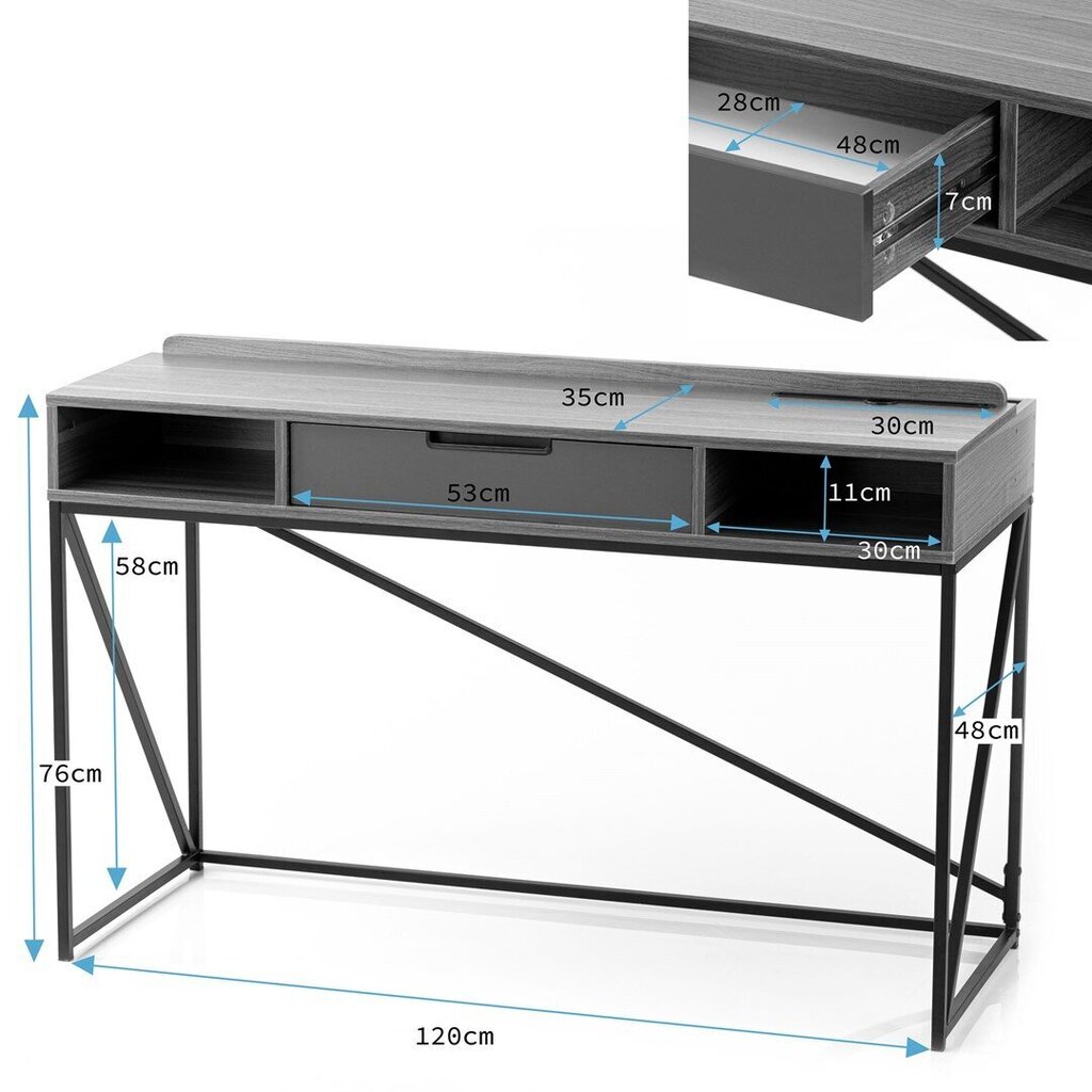 Rašomasis stalas Homede Odel, rudas/juodas kaina ir informacija | Kompiuteriniai, rašomieji stalai | pigu.lt