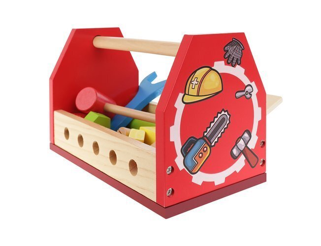 Medinė įrankių dėžė su įrankiais kaina ir informacija | Žaislai berniukams | pigu.lt