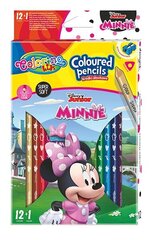 Spalvoti pieštukai su drožtuku Colorino Junior Minnie, trikampiai, 12 vnt. /13 spalvų kaina ir informacija | Piešimo, tapybos, lipdymo reikmenys | pigu.lt