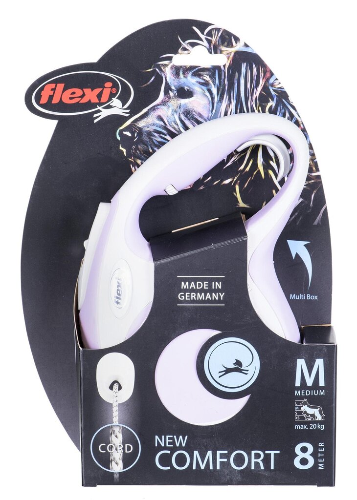 Flexi automatinis pavadėlis New Comfort Cord M, rožinis, 8 m kaina ir informacija | Pavadėliai šunims | pigu.lt