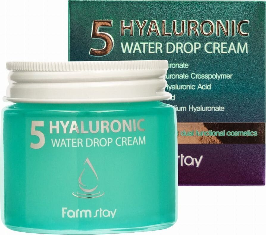 FarmStay Hyaluronic 5 vandens lašų kremas veido kremas su koncentruotu hialurono kompleksu 80ml kaina ir informacija | Veido kremai | pigu.lt