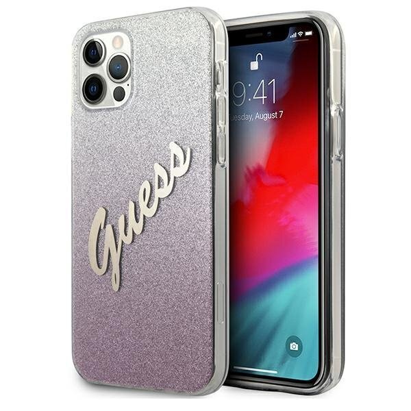 Dėklas Guess skirtas iPhone 12/12 Pro 6,1", rožinė kaina ir informacija | Telefono dėklai | pigu.lt