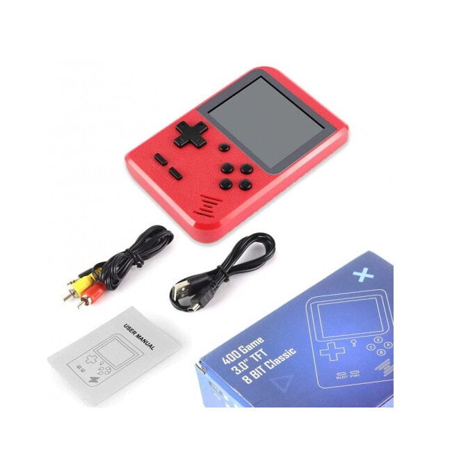 Riff Retro mini Sup Game console (3" LCD) with 400 games + cables for TV and charging Red цена и информация | Žaidimų konsolės | pigu.lt