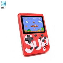 Riff Retro mini Sup Game console (3" LCD) with 400 games + cables for TV and charging Red kaina ir informacija | Žaidimų konsolės | pigu.lt