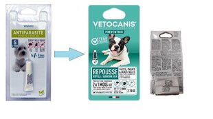 Отпугивающий капельный раствор для собак Vetocanis (весом до 10 кг) цена и информация | Витамины, добавки, средства от паразитов для собак | pigu.lt