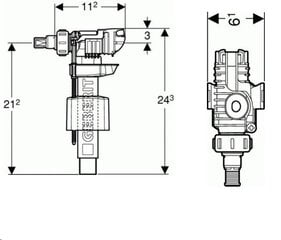 Vandens prileidimo mechanizmas Geberit Type 380 3/8" ir 1/2" 281.004.00.1 kaina ir informacija | Priedai unitazams, bidė | pigu.lt