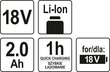 Akumuliatorius Li-ion, 2A 18V Yato (YT-82842) kaina ir informacija | Sodo technikos dalys | pigu.lt