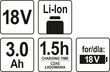 Akumuliatorius Li-ion, 3A 18V Yato (YT-82843) kaina ir informacija | Sodo technikos dalys | pigu.lt