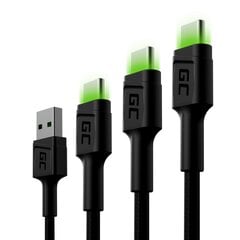 Green Cell USB-C набор кабелей 3x QC 3.0 0.3 м 1.2 м 2 м цена и информация | Кабели для телефонов | pigu.lt
