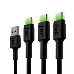 Green Cell USB-C kabelių komplektas 3x QC 3.0 1.20 m kaina ir informacija | Laidai telefonams | pigu.lt