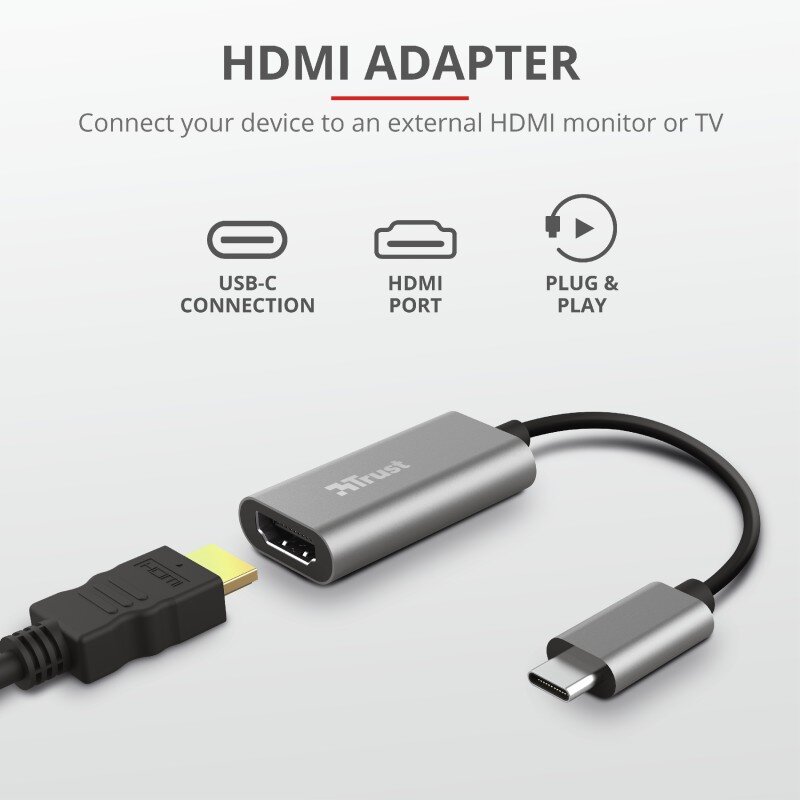 Adapteris Trust Dalyx USB-C/HDMI, 20 cm цена и информация | Adapteriai, USB šakotuvai | pigu.lt