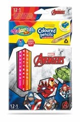 Цветные карандаши с точилкой Colorino Marvel Avengers, треугольные, 12 шт./13 цветов цена и информация | Принадлежности для рисования, лепки | pigu.lt