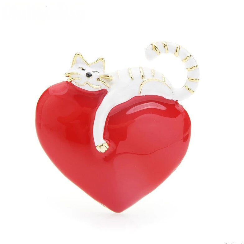 Sagė moterims White cat heart kaina ir informacija | Sagės | pigu.lt