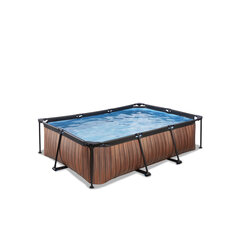 Каркасный бассейн Exit Wood с фильтром, 220x150x65 см, коричневый цена и информация | Бассейны | pigu.lt