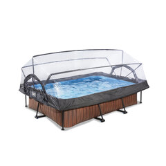 Каркасный бассейн Exit Wood с фильтром и козырьком-навесом, 220x150x65 см, коричневый цена и информация | Бассейны | pigu.lt