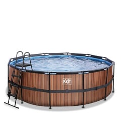 Каркасный бассейн с фильтром Exit Wood ø427x122 см, коричневый цена и информация | Бассейны | pigu.lt