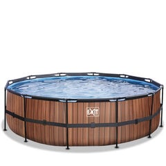 Каркасный бассейн с фильтром Exit Wood ø488x122 см, коричневый цена и информация | Бассейны | pigu.lt