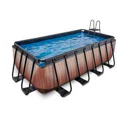 Каркасный бассейн с фильтром Exit Wood, 400x200x122 см, коричневый цена и информация | Бассейны | pigu.lt