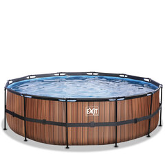 Каркасный бассейн с песочным фильтром Exit Wood, ø488x122 см, коричневый цена и информация | Бассейны | pigu.lt