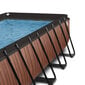 Karkasinis baseinas su smėlio filtru Exit Wood 400x200x122 cm, rudas kaina ir informacija | Baseinai | pigu.lt