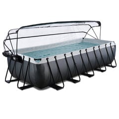 Каркасный бассейн с песочным фильтром и навесом Exit Leather, 540x250x122 см, черный цена и информация | Бассейны | pigu.lt