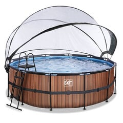Каркасный бассейн с песочным фильтром, навесом и тепловым насосом Exit Wood, ø427x122 см, коричневый цена и информация | Бассейны | pigu.lt