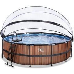 Каркасный бассейн с песочным фильтром, навесом и тепловым насосом Exit Wood, ø488x122 см, коричневый цена и информация | Бассейны | pigu.lt